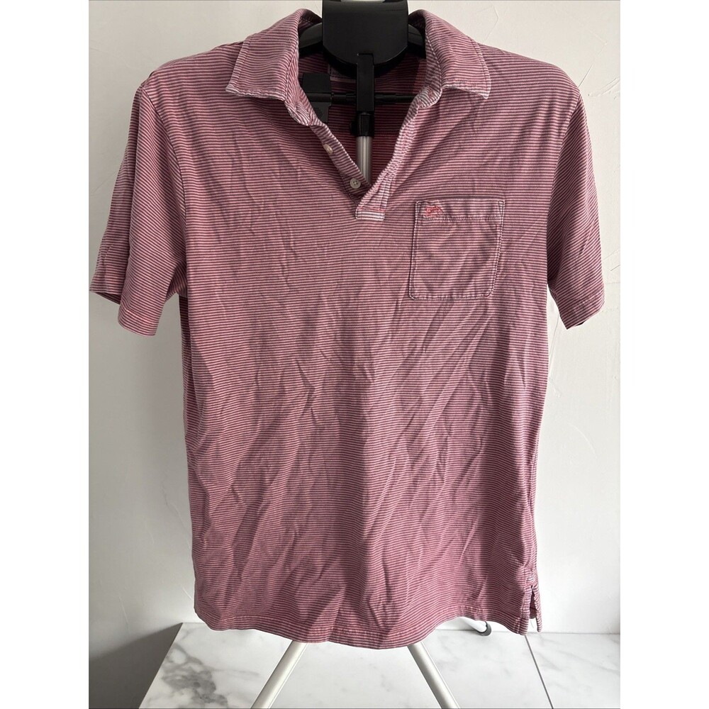 Southern Tide Men Pink Striped Skipjack Pocket Polo Medium